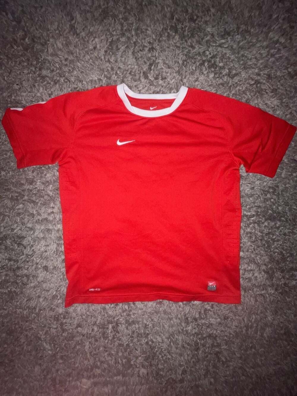 Kids Nike Team Dri-Fit Red Short Sleeve Athletic Soccer Jersey Shirt